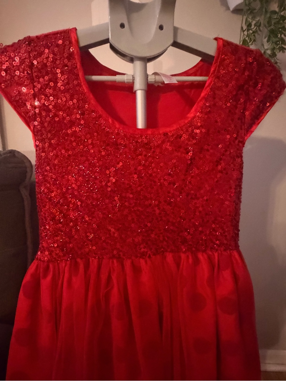 Justice Girls 14 Red Sequin Polka Dot Formal Dress - Picture 2 of 12
